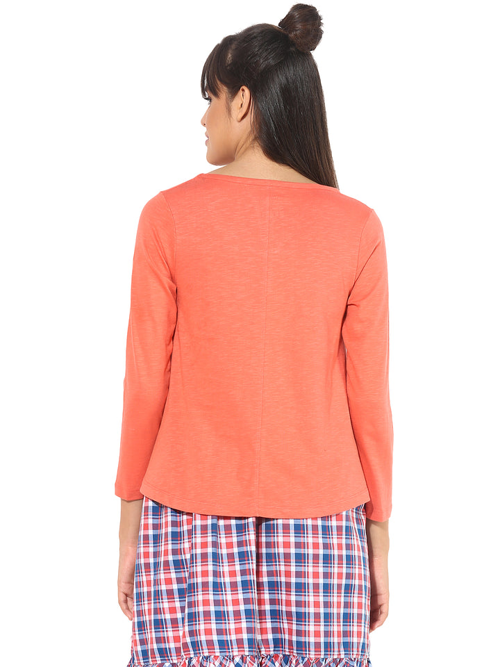Women's Boat Neck Top - Orange (No Exchange No Return)