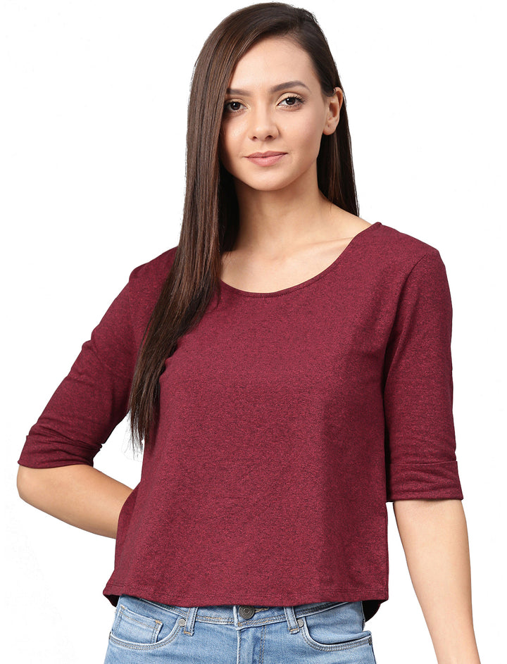 Women's Round Neck Top- Maroon (NO EXCHANGE NO RETURN)