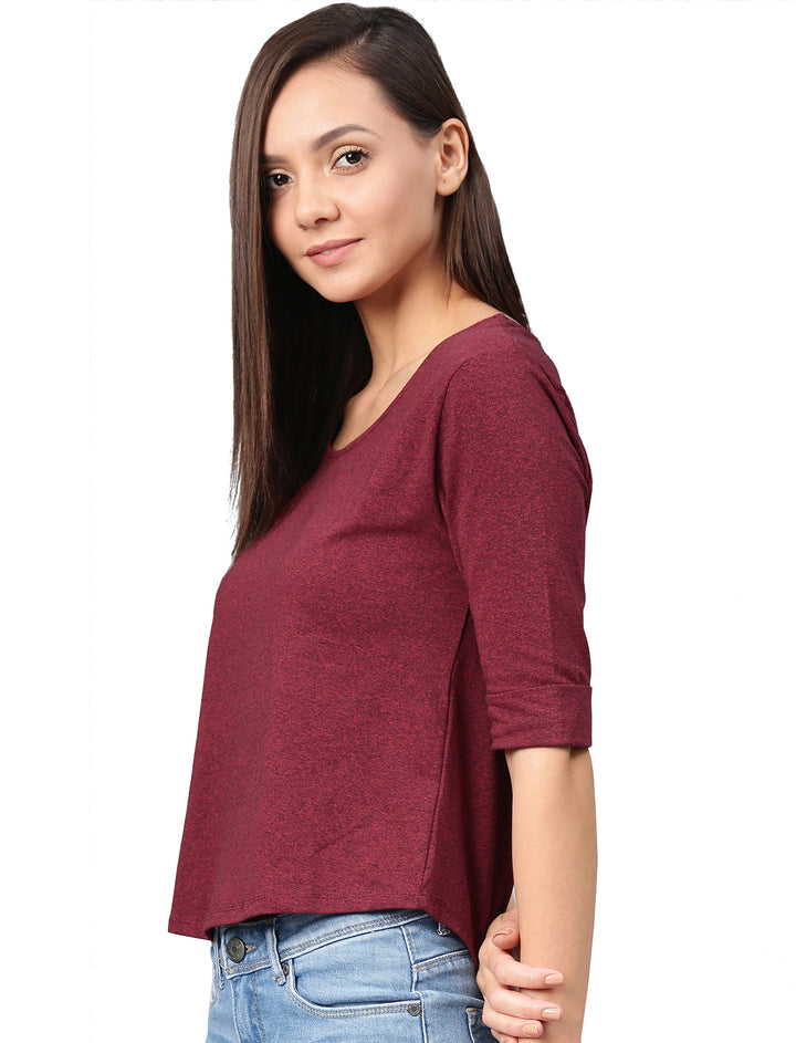 Women's Round Neck Top- Maroon (NO EXCHANGE NO RETURN)