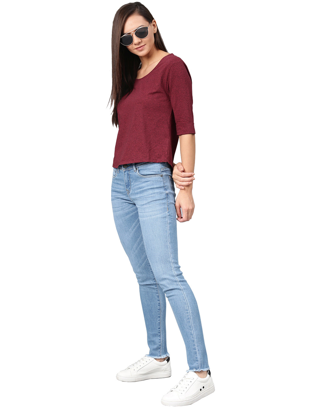 Women's Round Neck Top- Maroon (NO EXCHANGE NO RETURN)