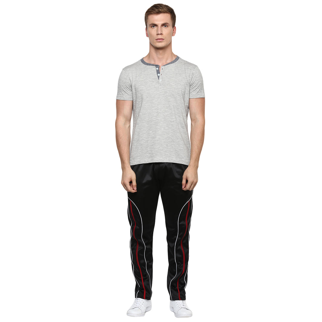 Henley Neck T-Shirt For Men - Off White & Black (No Exchange No Return)