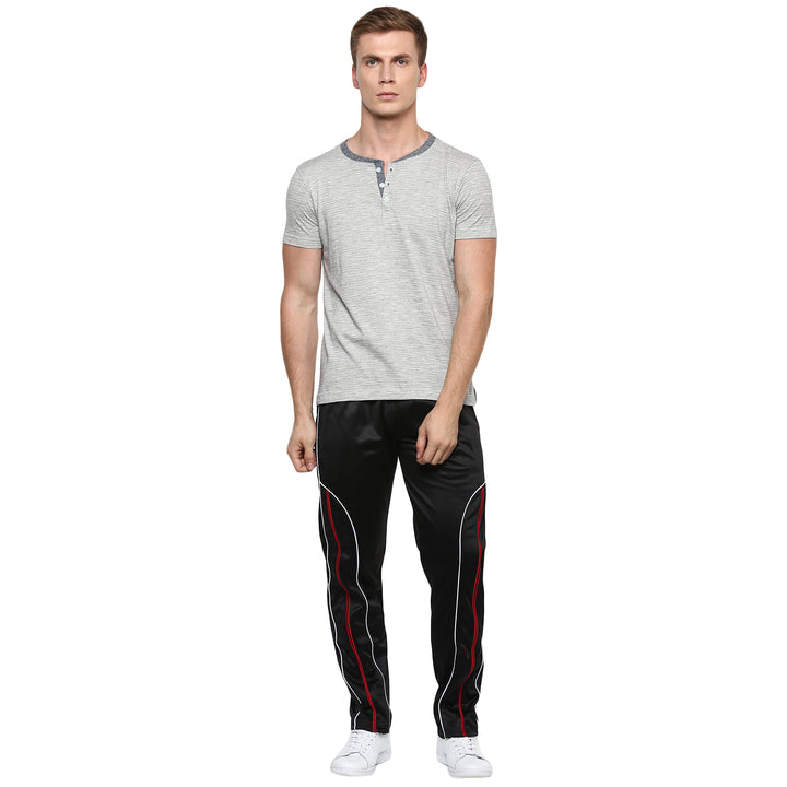 Henley Neck T-Shirt For Men - Off White & Black (No Exchange No Return)
