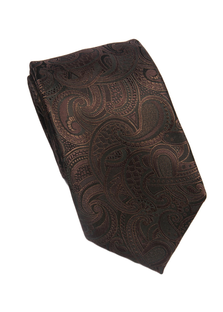Men's Paisley Formal Necktie - Brown