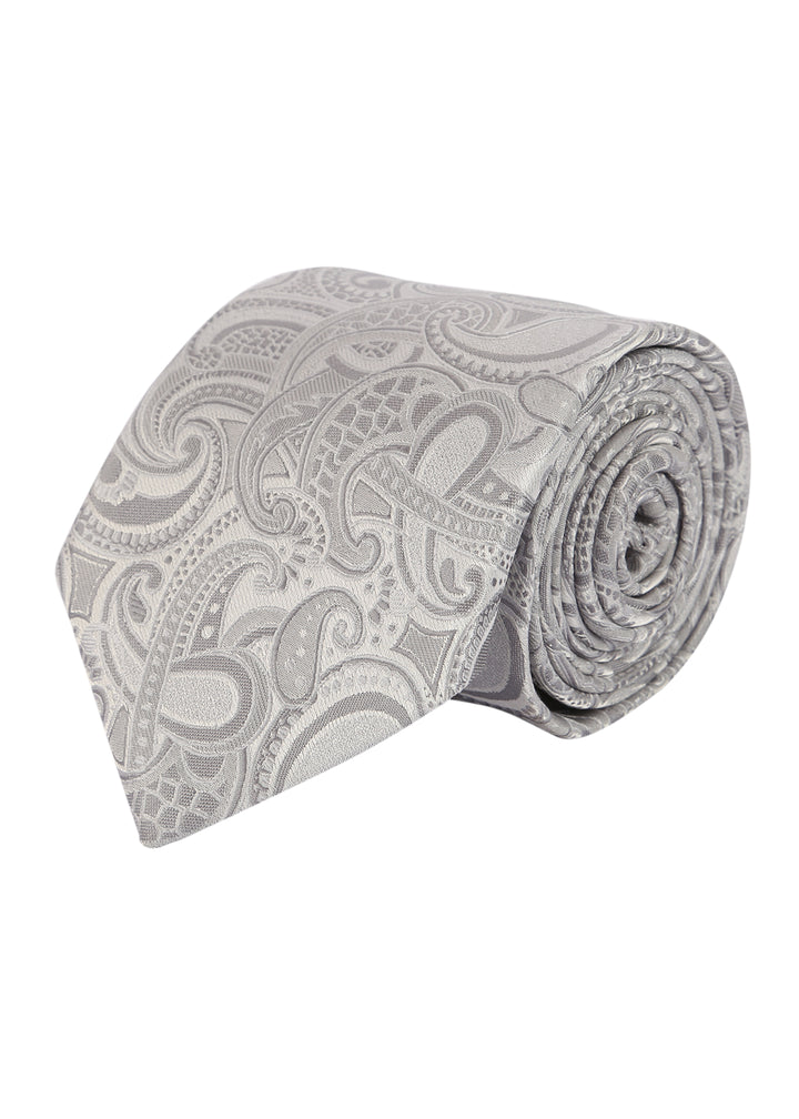 Men's Paisley Formal Necktie - Silver
