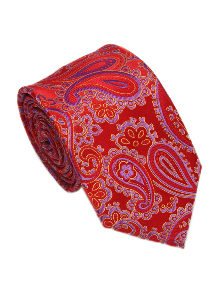 Men's Paisley Formal Necktie - Red