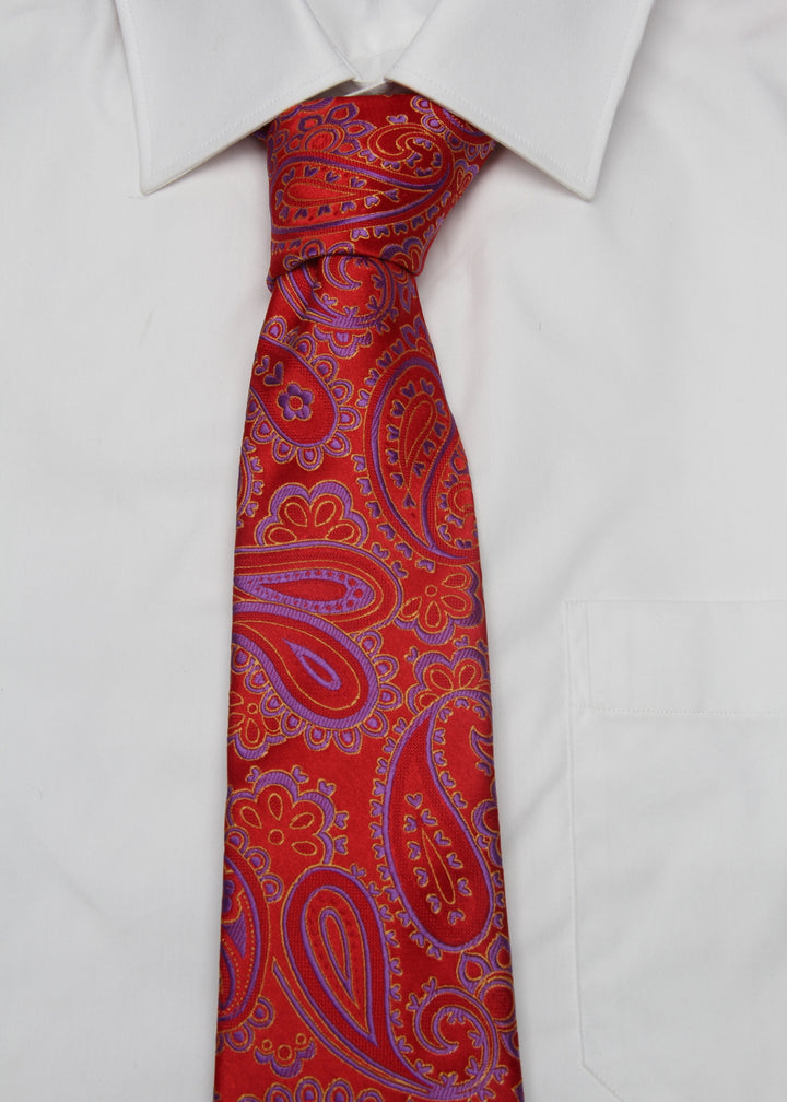 Men's Paisley Formal Necktie - Red