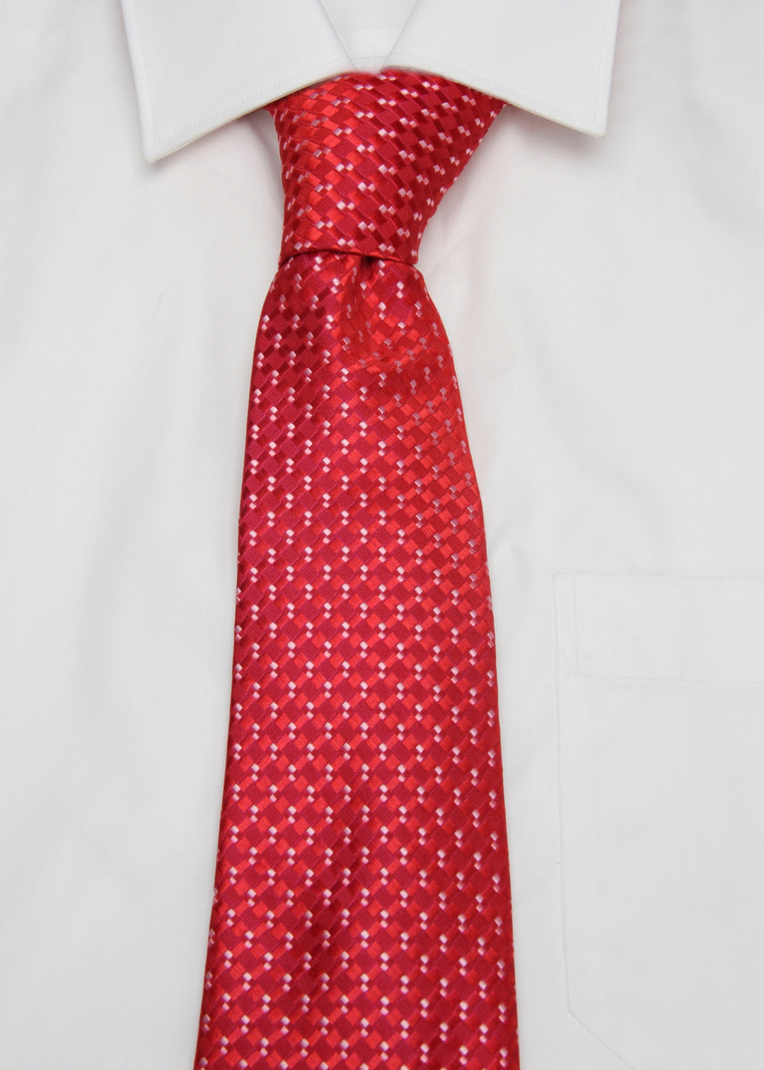 Men's Square Formal Necktie - Red & White
