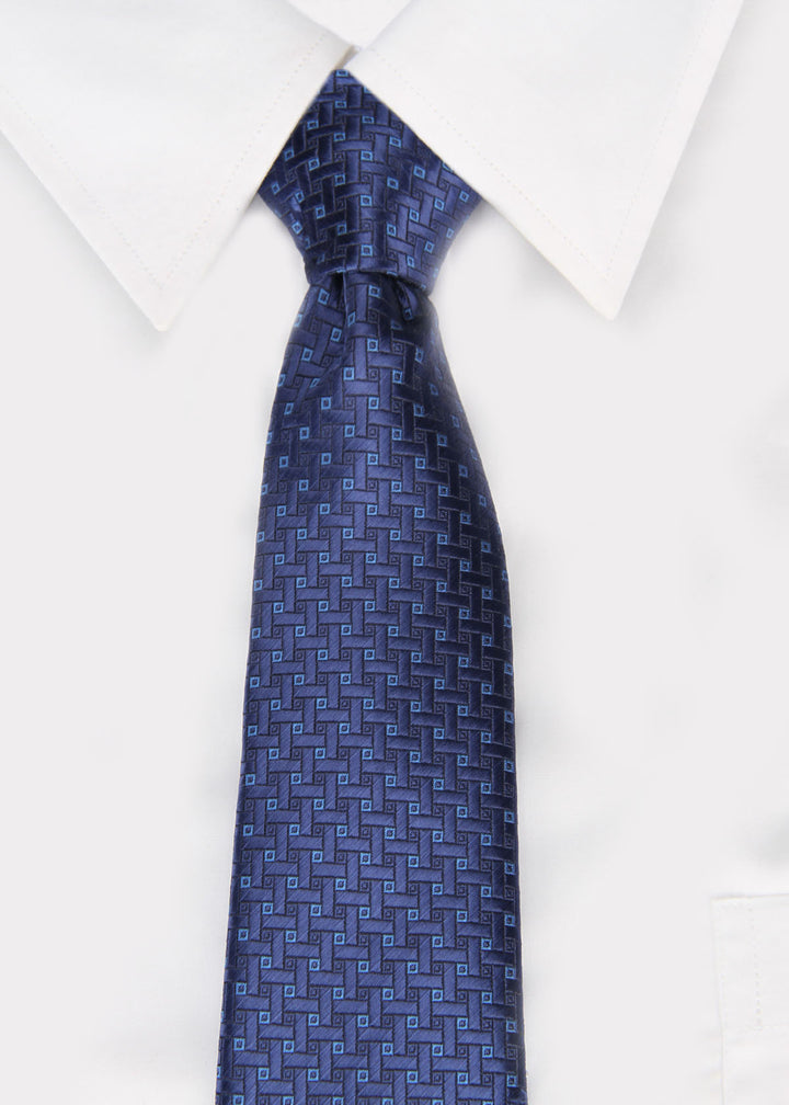 Men's Square Formal Necktie - Dark Blue Navy