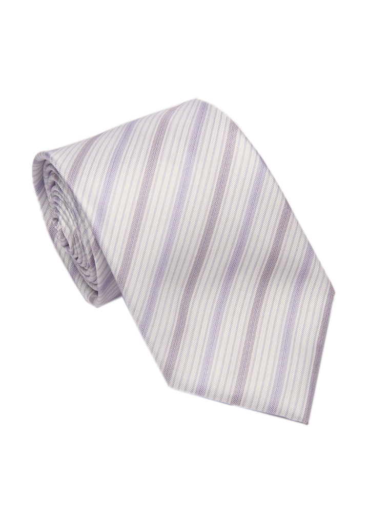 Men's Striped Formal Necktie - White