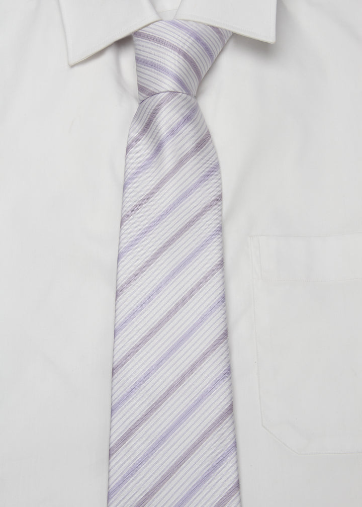 Men's Striped Formal Necktie - White