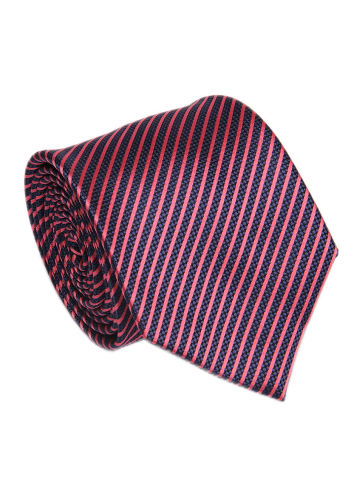 Men's Striped Formal Necktie - Navy Blue