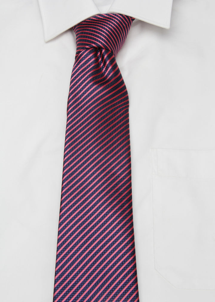 Men's Striped Formal Necktie - Navy Blue