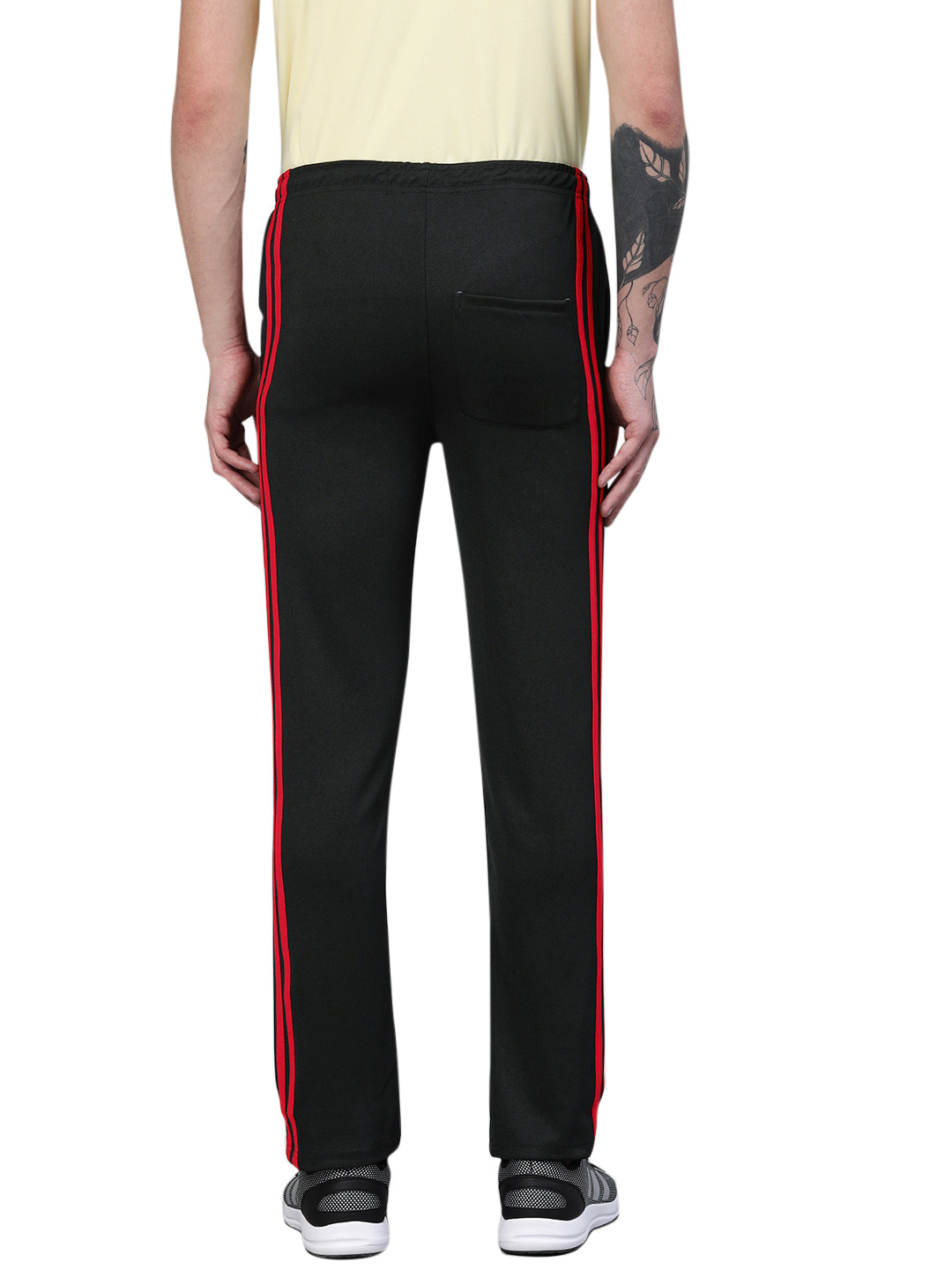 Men's Regulat Fit Polyester Trackpant - Black & Red
