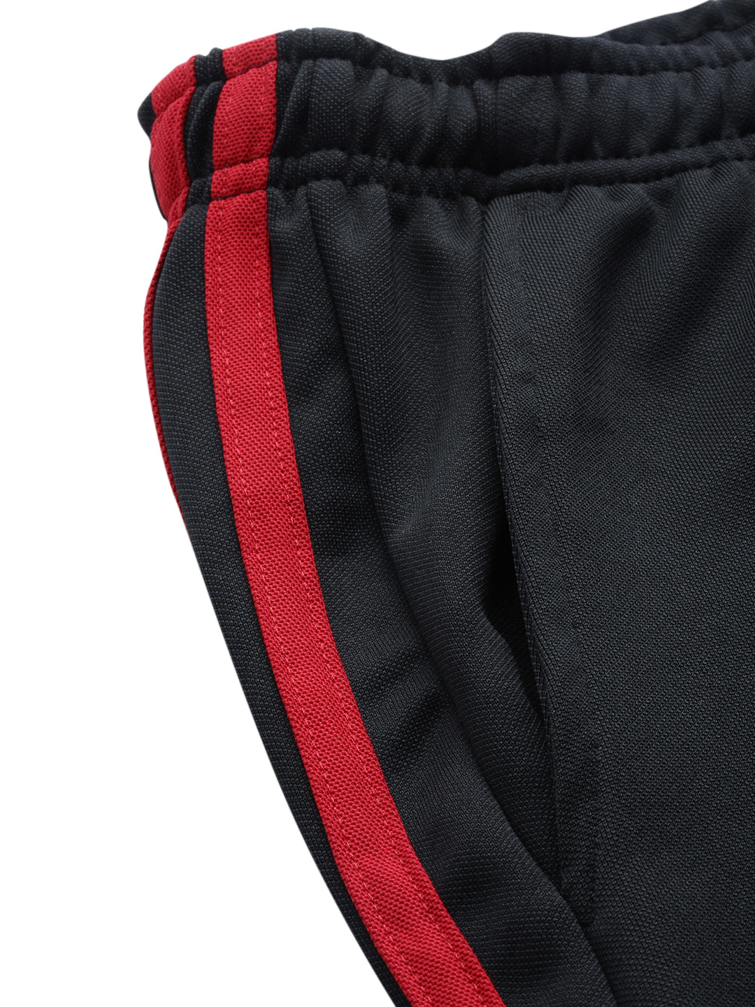 Men's Regulat Fit Polyester Trackpant - Black & Red