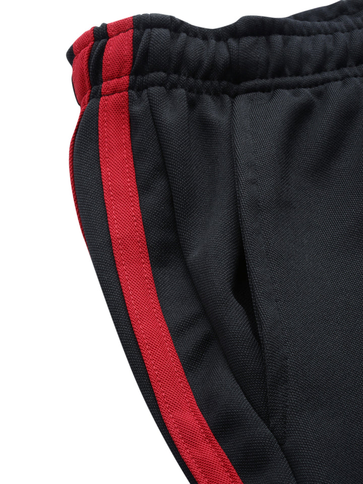 Men's Regulat Fit Polyester Trackpant - Black & Red