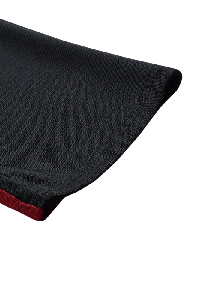 Men's Regulat Fit Polyester Trackpant - Black & Red