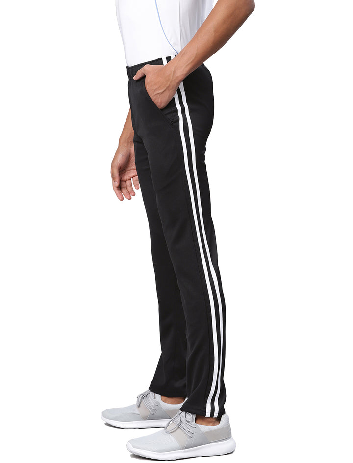 Men's Regulat Fit Polyester Trackpant - Black & White
