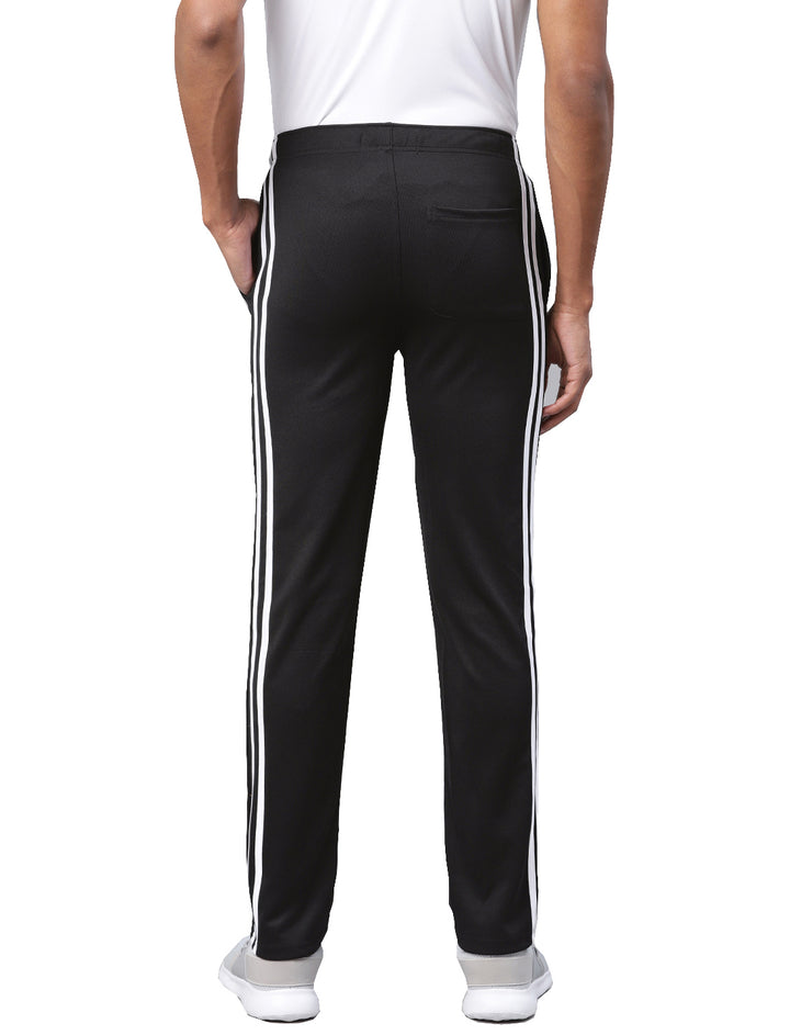 Men's Regulat Fit Polyester Trackpant - Black & White