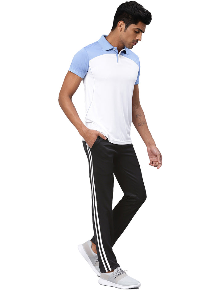 Men's Regulat Fit Polyester Trackpant - Black & White