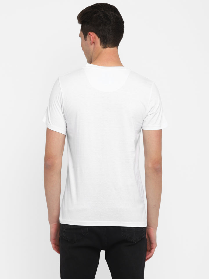 Printed Round Neck T-Shirt for Men - White