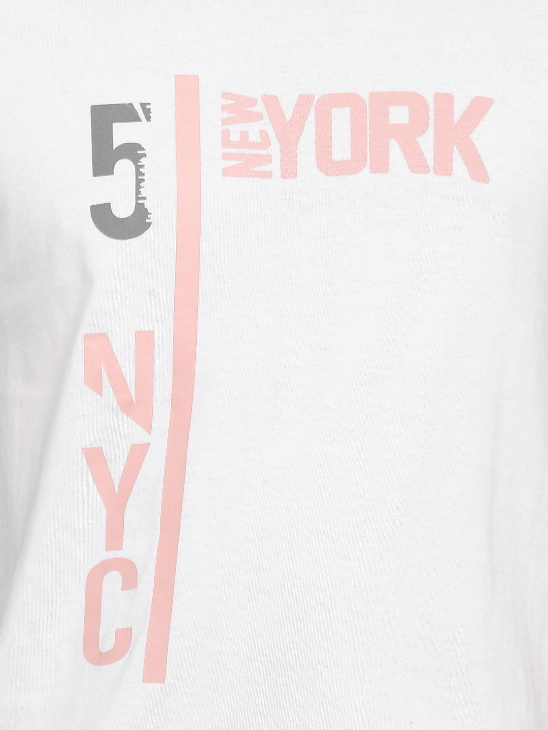 Printed Round Neck T-Shirt for Men - White
