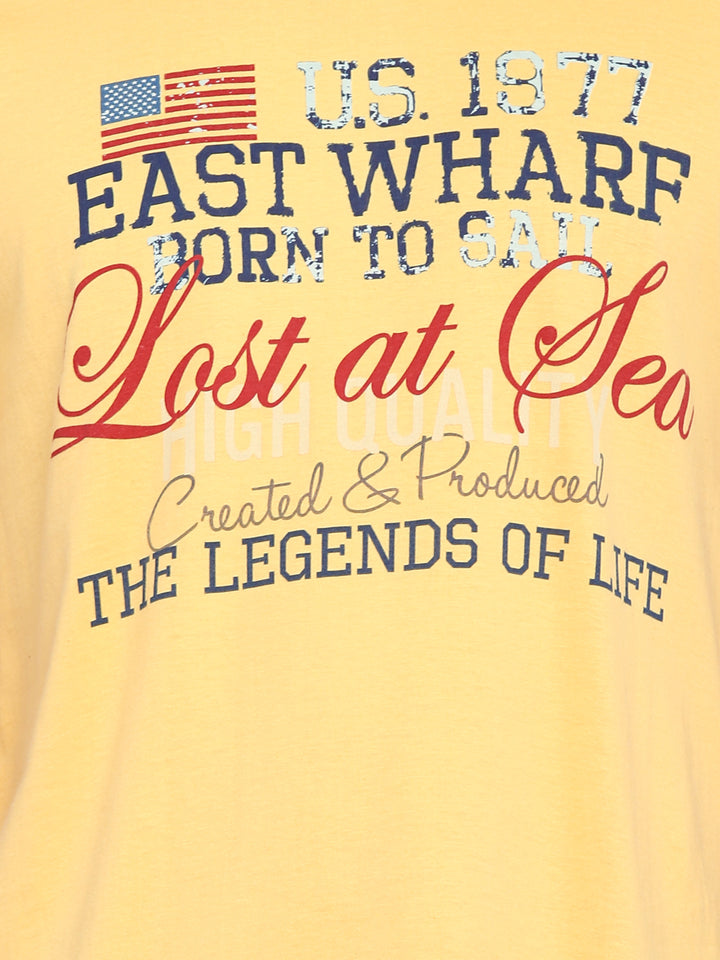 100% Cotton Printed Round Neck T-Shirt for Men - Light Yellow