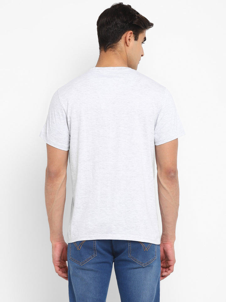 Printed Round Neck T-Shirt for Men - Ecru Melange