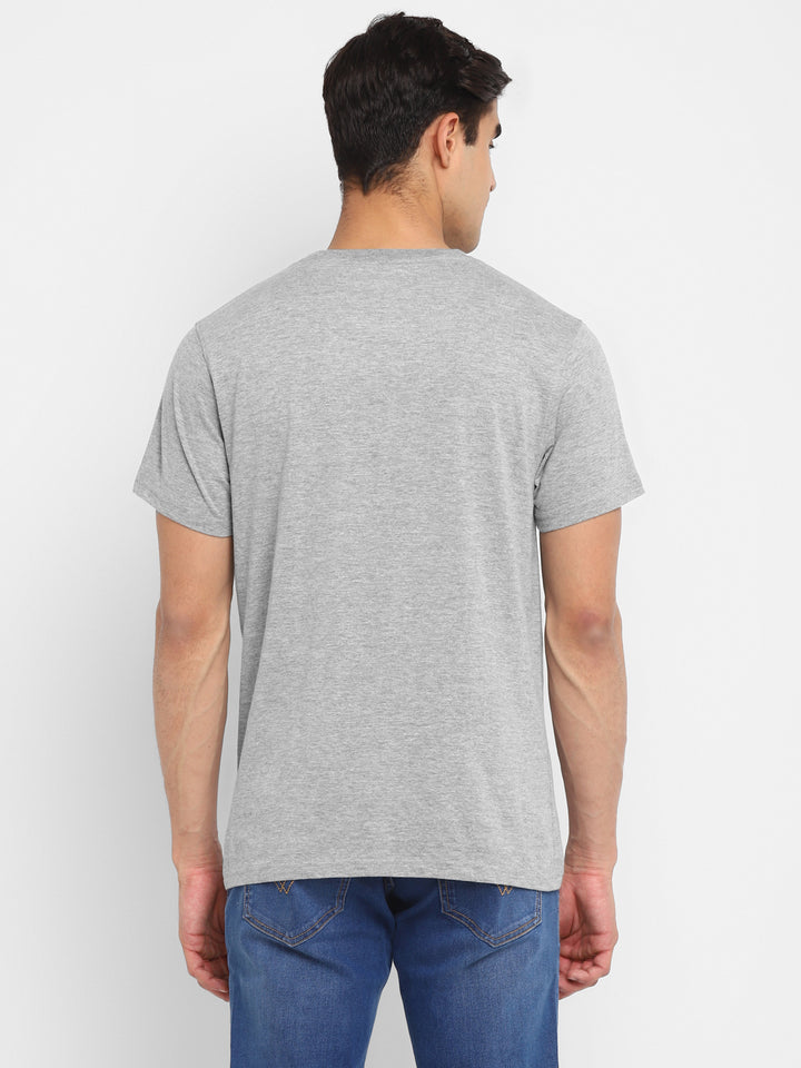 Printed Round Neck T-Shirt for Men - Grey Melange