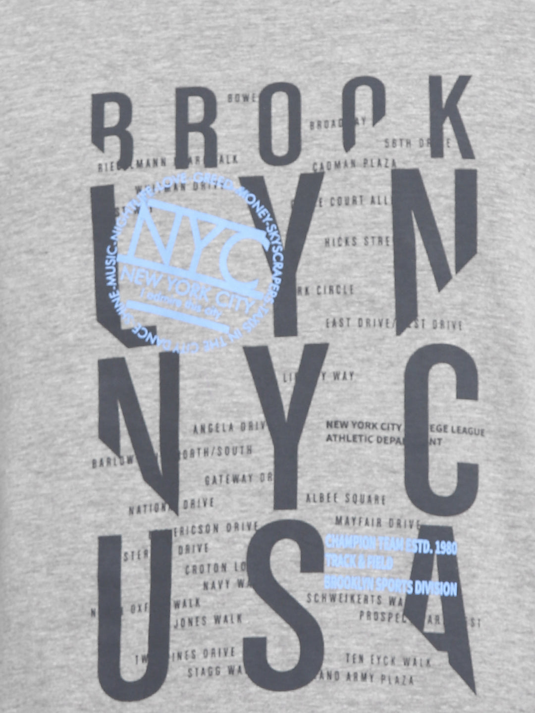 Printed Round Neck T-Shirt for Men - Grey Melange