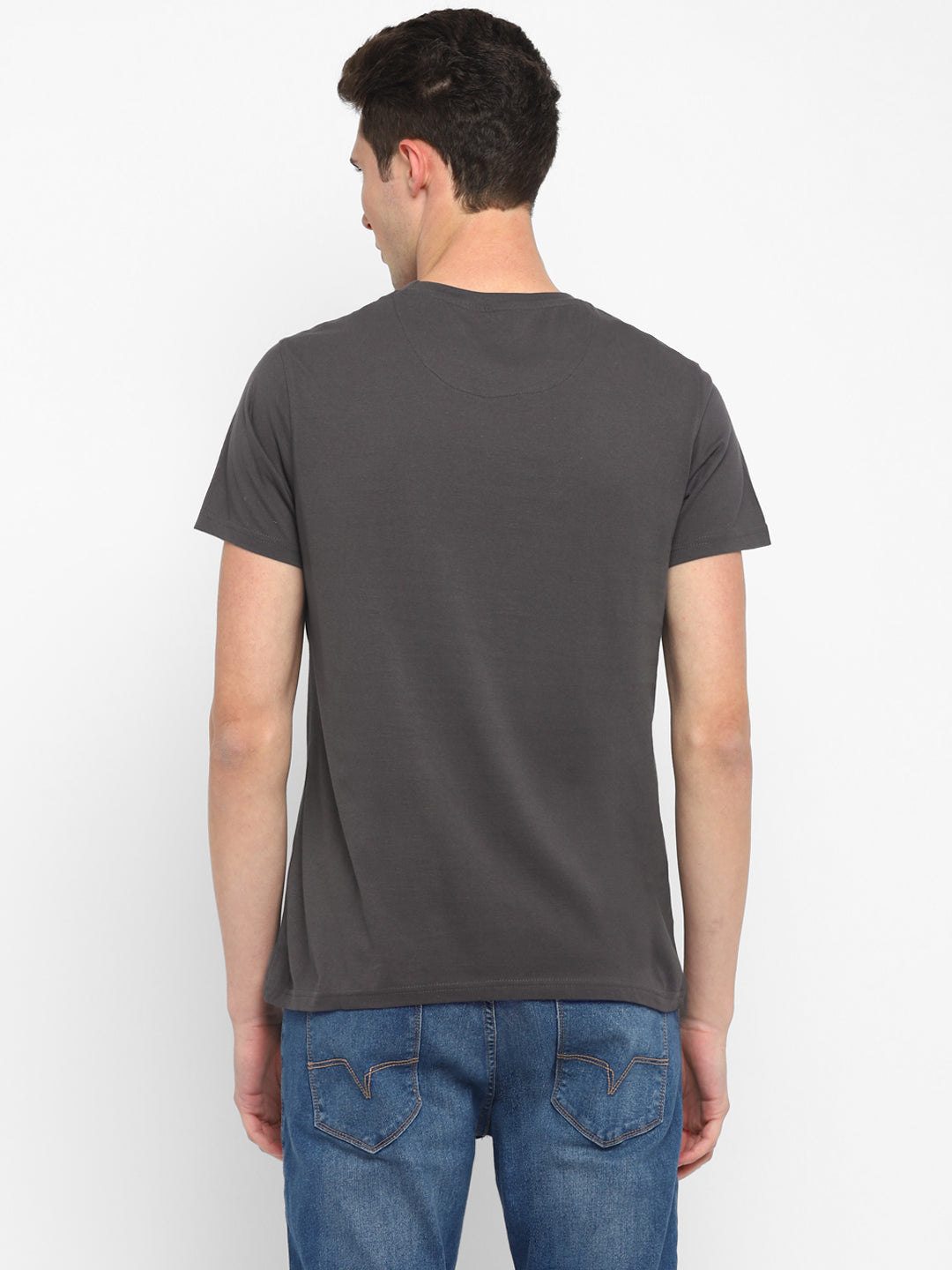 100% Cotton Printed Round Neck T-Shirt for Men - Gargoyle Grey