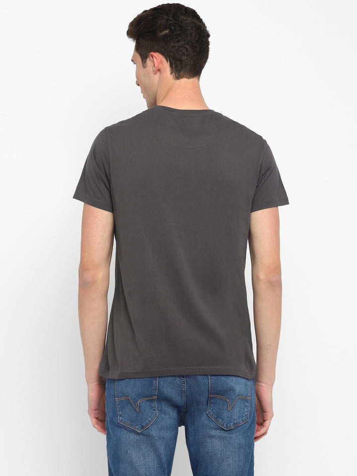 100% Cotton Printed Round Neck T-Shirt for Men - Gargoyle Grey