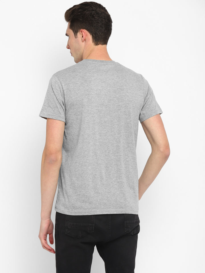 Printed Round Neck T-Shirt for Men - Grey Melange