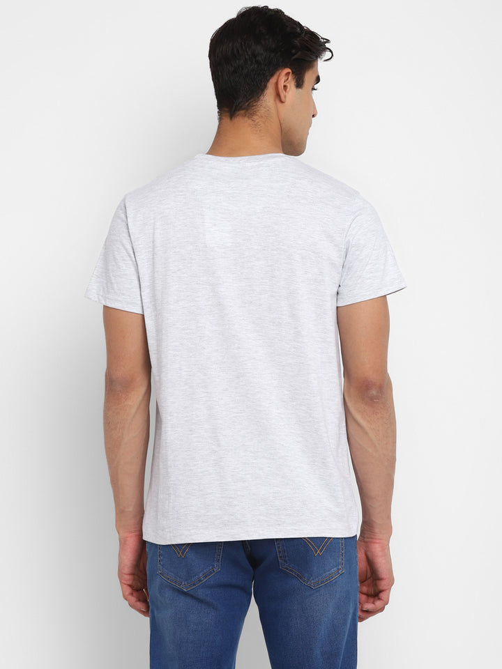 Printed Round Neck T-Shirt for Men - Ecru Melange