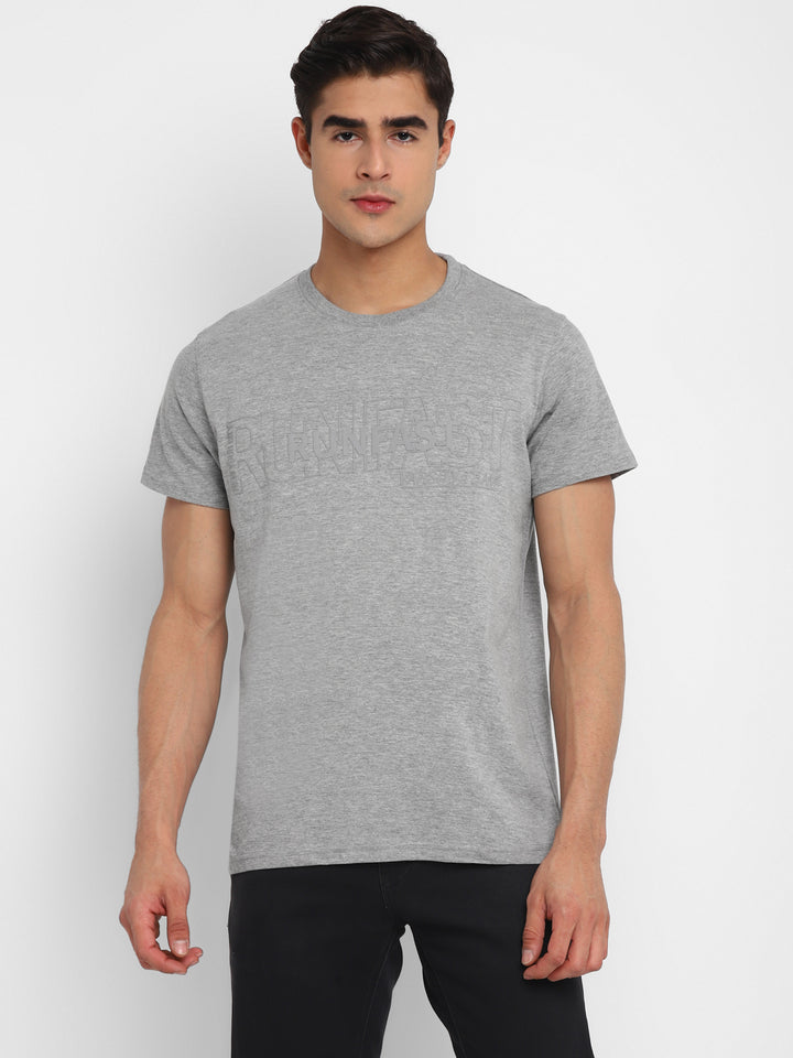 Printed Round Neck T-Shirt for Men - Grey Melange