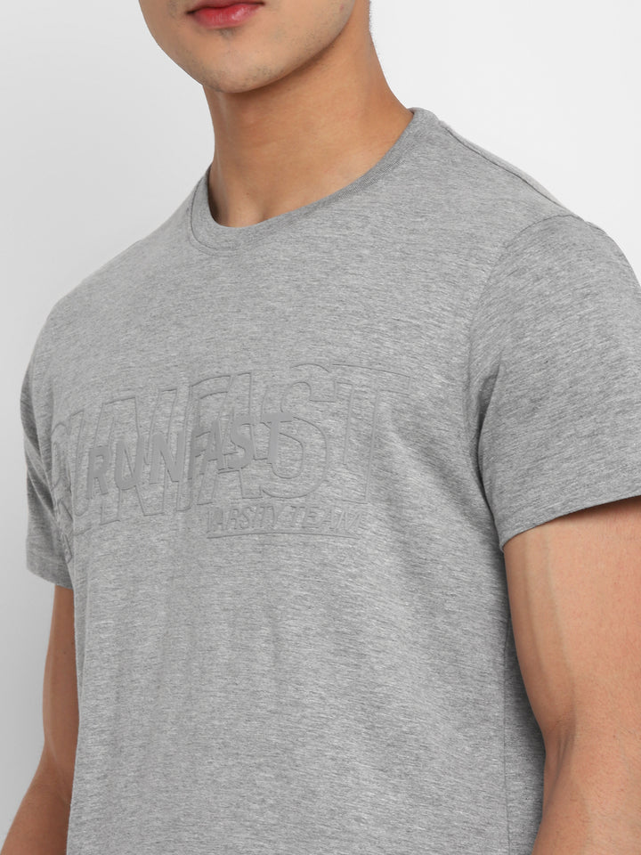 Printed Round Neck T-Shirt for Men - Grey Melange