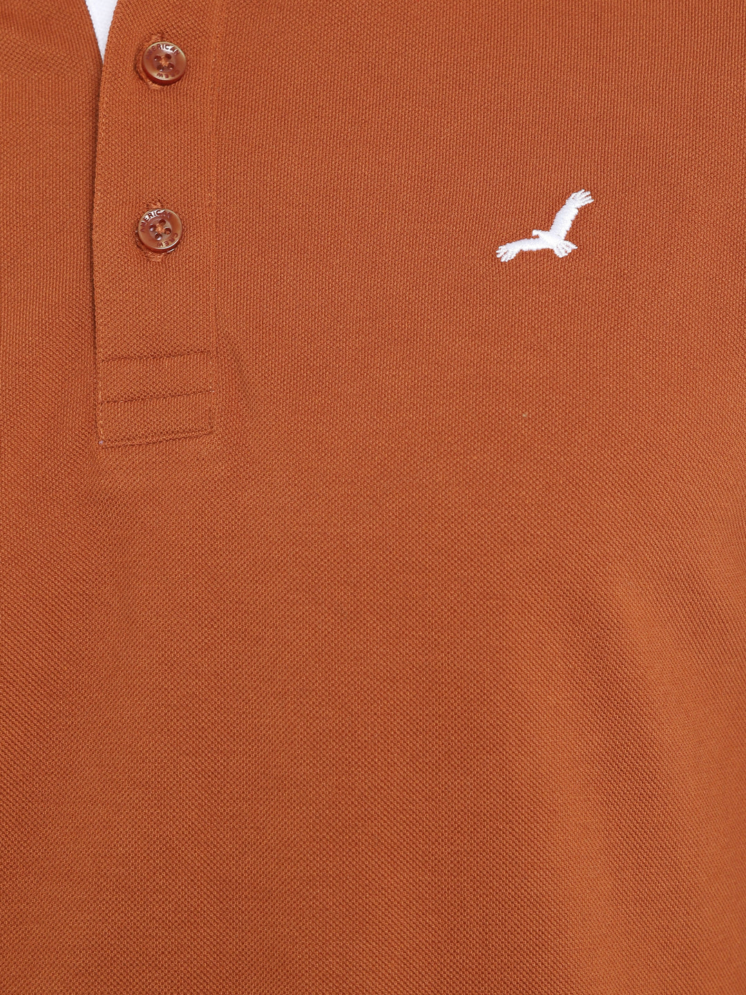 Men's Half Sleeve Solid T-Shirt with No.3 Applique - Caramel