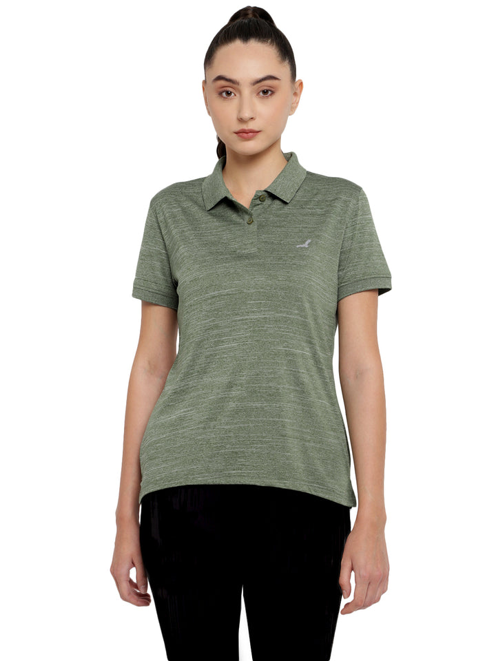 Women's Polo Collar Active Wear Tshirts with Moisture Management - Sage Green