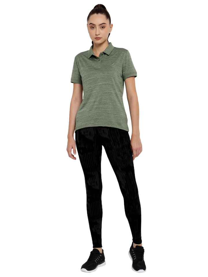 Women's Polo Collar Active Wear Tshirts with Moisture Management - Sage Green
