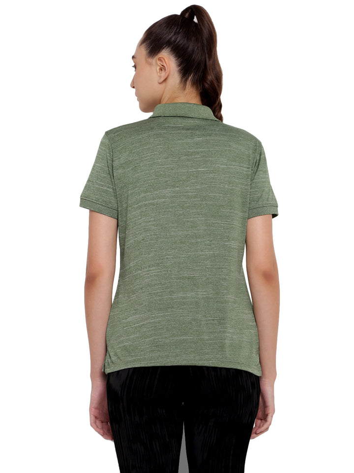 Women's Polo Collar Active Wear Tshirts with Moisture Management - Sage Green