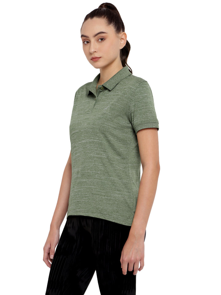 Women's Polo Collar Active Wear Tshirts with Moisture Management - Sage Green