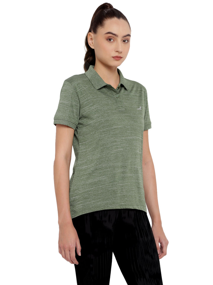 Women's Polo Collar Active Wear Tshirts with Moisture Management - Sage Green