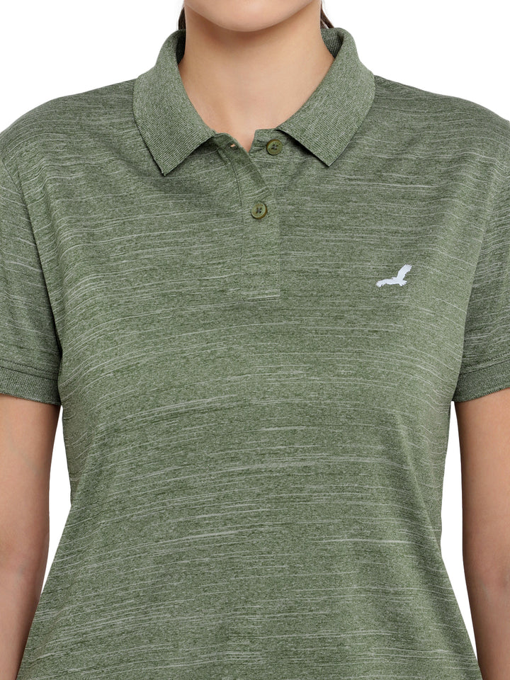 Women's Polo Collar Active Wear Tshirts with Moisture Management - Sage Green