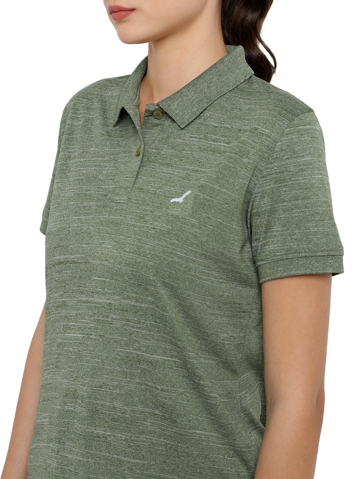 Women's Polo Collar Active Wear Tshirts with Moisture Management - Sage Green