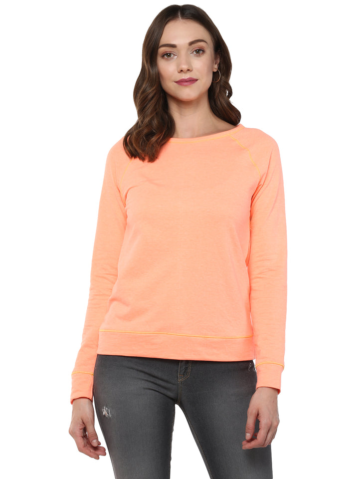 Women's Round Neck Sweatshirt- Coral Orange ( NO EXCHANGE NO RETURN)