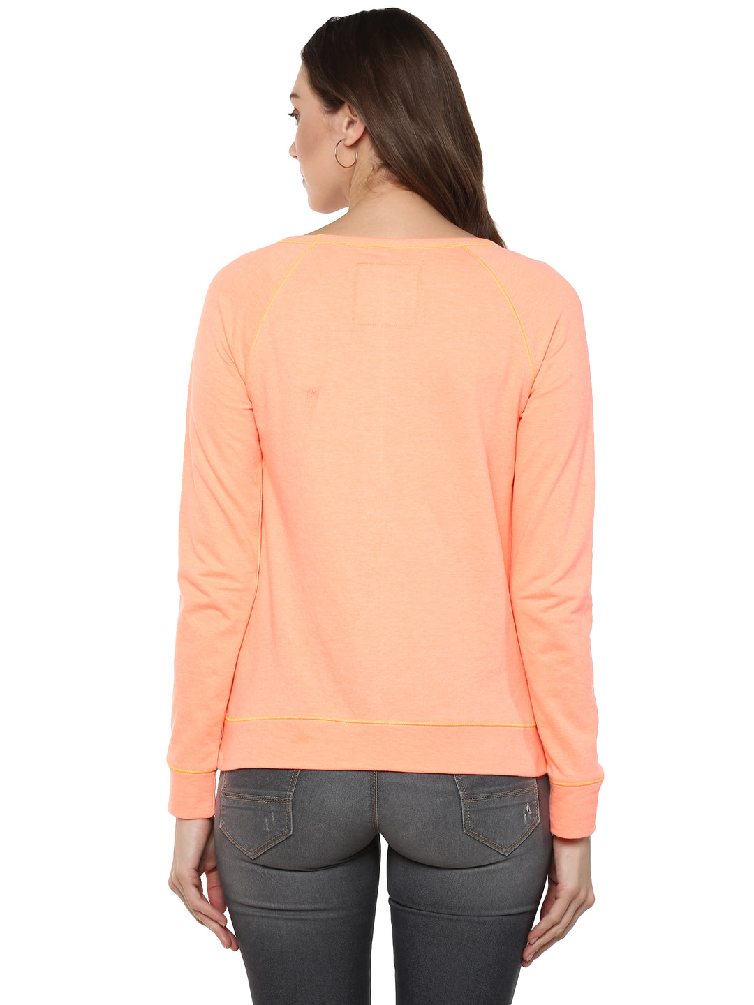 Women's Round Neck Sweatshirt- Coral Orange ( NO EXCHANGE NO RETURN)