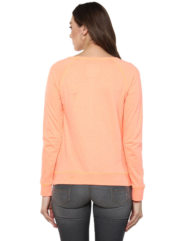 Women's Round Neck Sweatshirt- Coral Orange ( NO EXCHANGE NO RETURN)