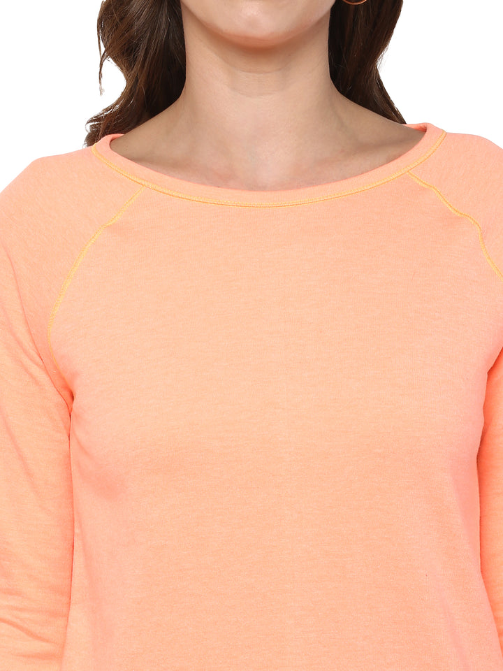 Women's Round Neck Sweatshirt- Coral Orange ( NO EXCHANGE NO RETURN)