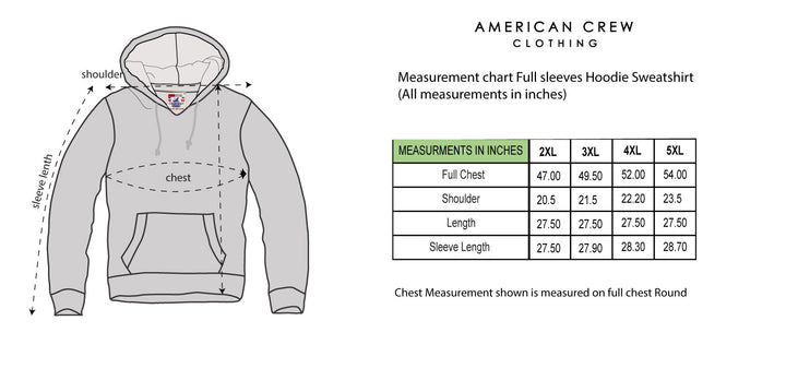 American Crew Plus Size Men's Hooded Hoodie- Black
