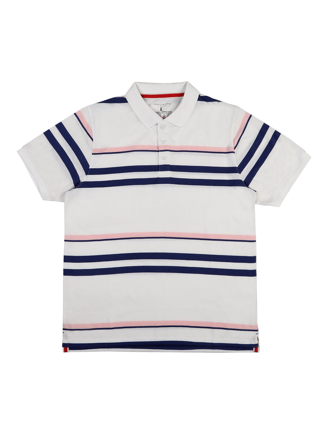 Stripes Polo T-Shirt for Men - White, Blue & Pink