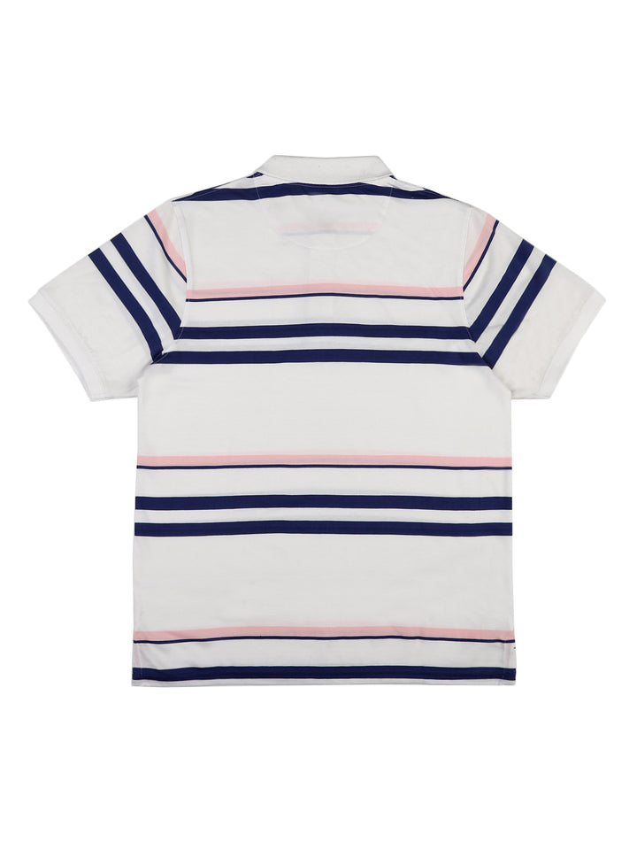 Stripes Polo T-Shirt for Men - White, Blue & Pink